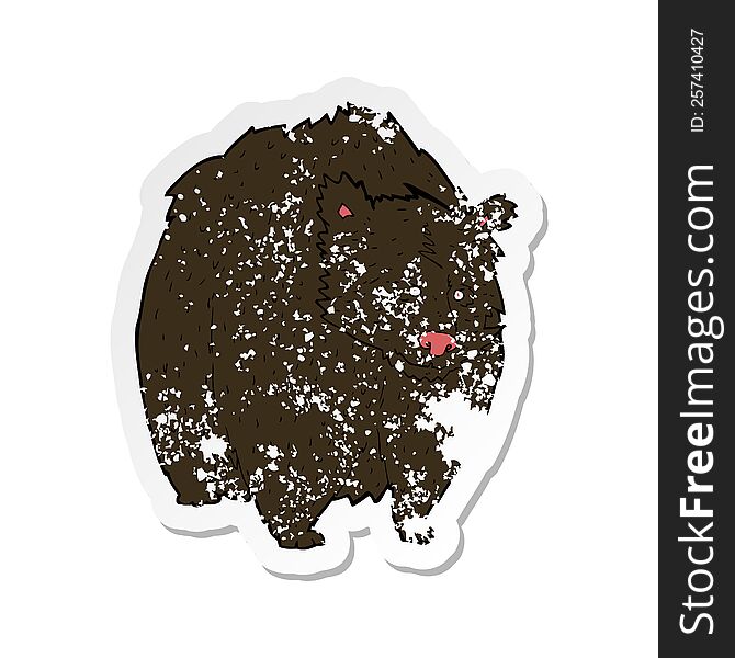 retro distressed sticker of a huge black bear cartoon