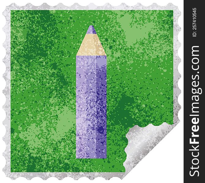 purple coloring pencil graphic square sticker stamp. purple coloring pencil graphic square sticker stamp