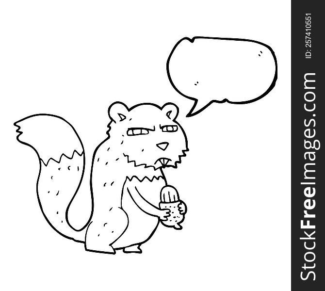 Speech Bubble Cartoon Angry Squirrel With Nut