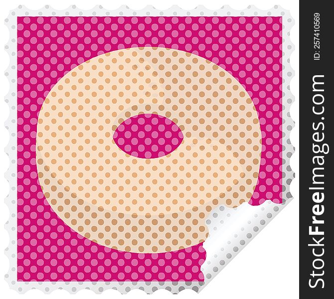donut graphic square sticker stamp. donut graphic square sticker stamp