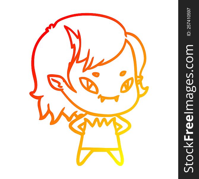 warm gradient line drawing cartoon friendly vampire girl