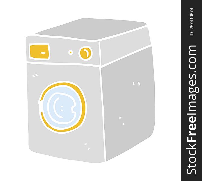 flat color illustration of a cartoon washing machine