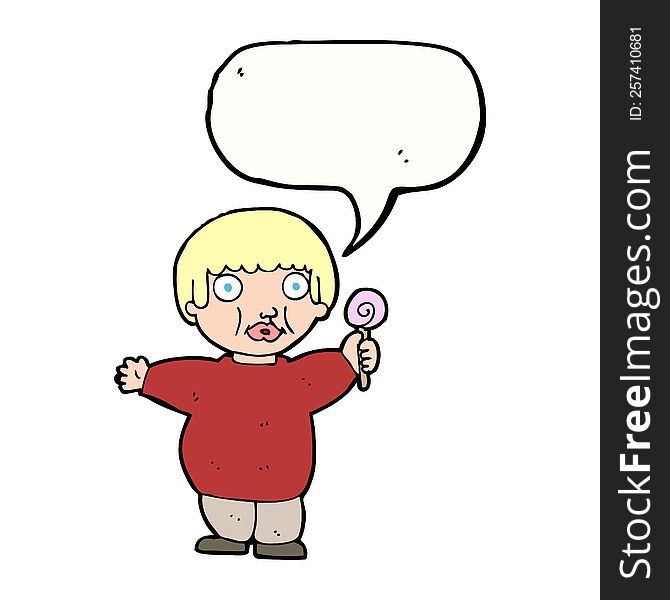 Cartoon Fat Child With Speech Bubble