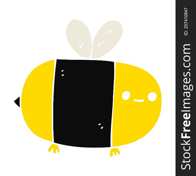 cute flat color style cartoon bee