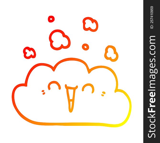 warm gradient line drawing cartoon smoke cloud