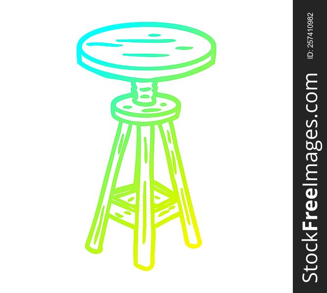 cold gradient line drawing of a adjustable artist stool