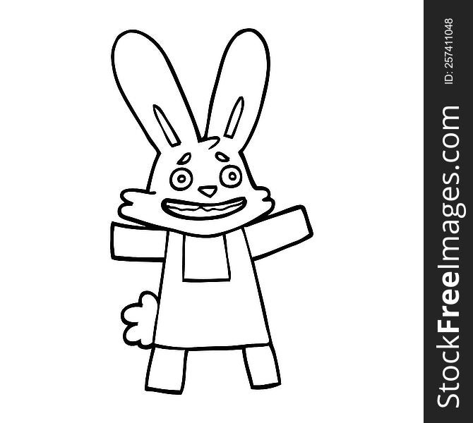 line drawing cartoon scared looking rabbit