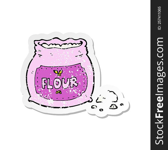 retro distressed sticker of a cartoon pink bag of flour