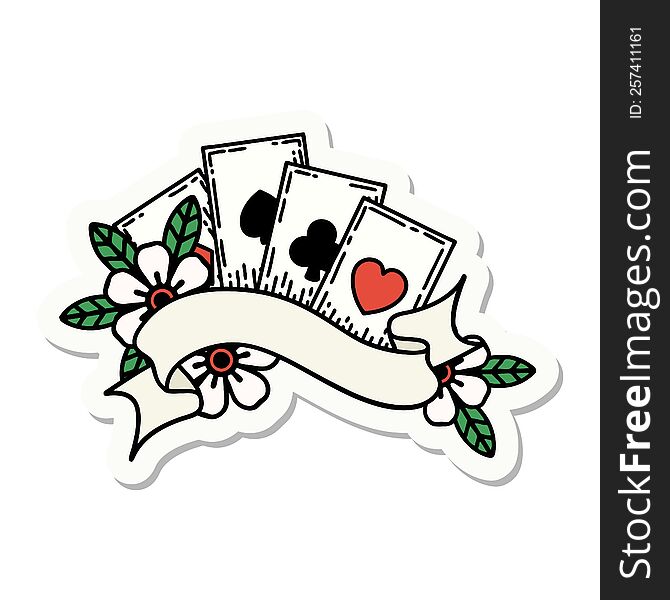 sticker of tattoo in traditional style of cards and banner. sticker of tattoo in traditional style of cards and banner