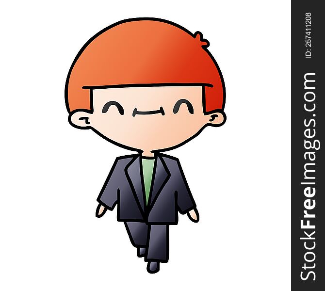 Gradient Cartoon Of Cute Kawaii Boy In Suit