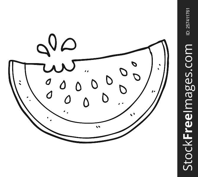 Black And White Cartoon Melon Slice