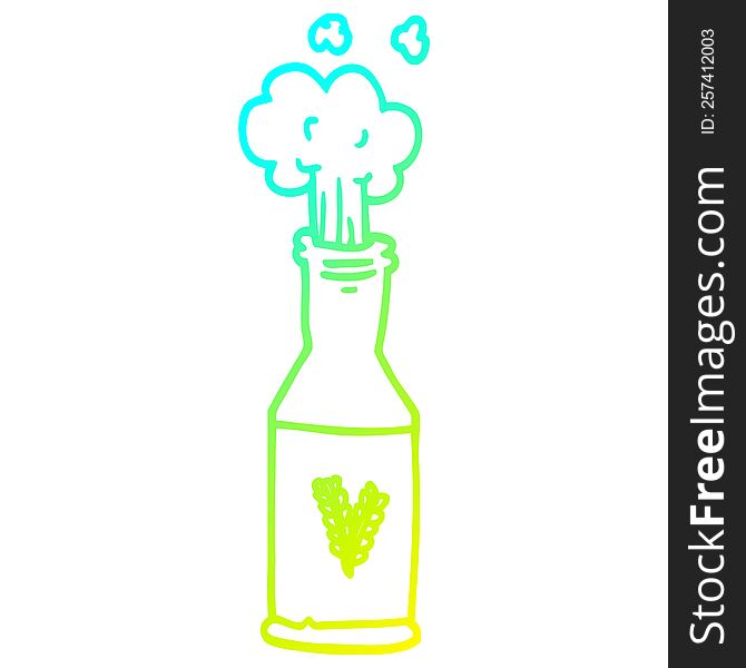 cold gradient line drawing cartoon bottle of beer