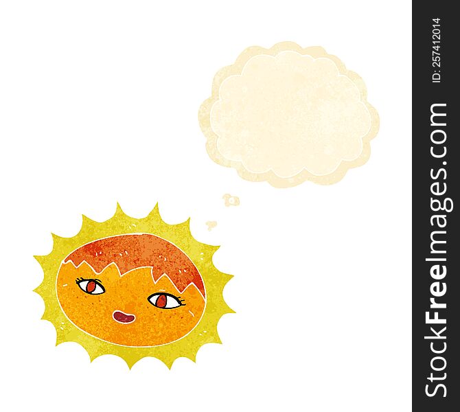 Cartoon Pretty Sun With Thought Bubble
