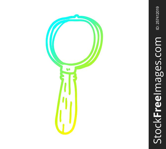cold gradient line drawing of a cartoon magnifying glass