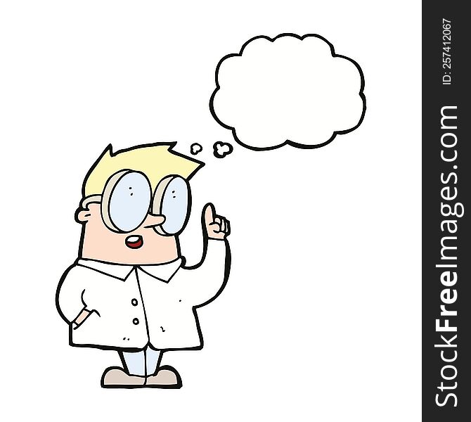 Cartoon Scientist With Thought Bubble