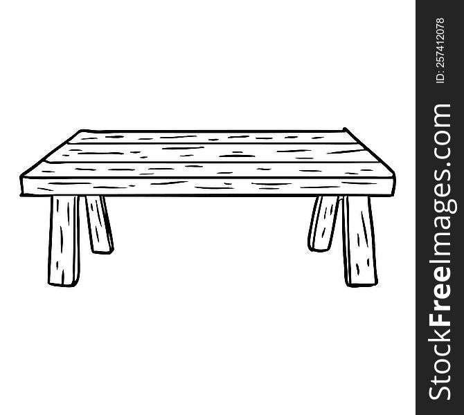 line drawing of a wooden table. line drawing of a wooden table