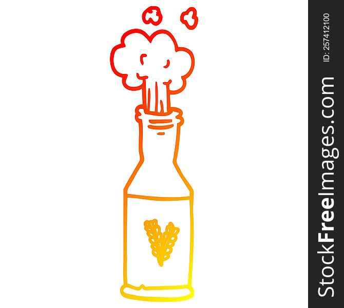 Warm Gradient Line Drawing Cartoon Bottle Of Beer