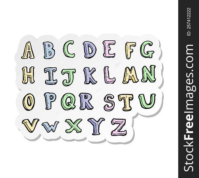 Sticker Of A Cartoon Alphabet