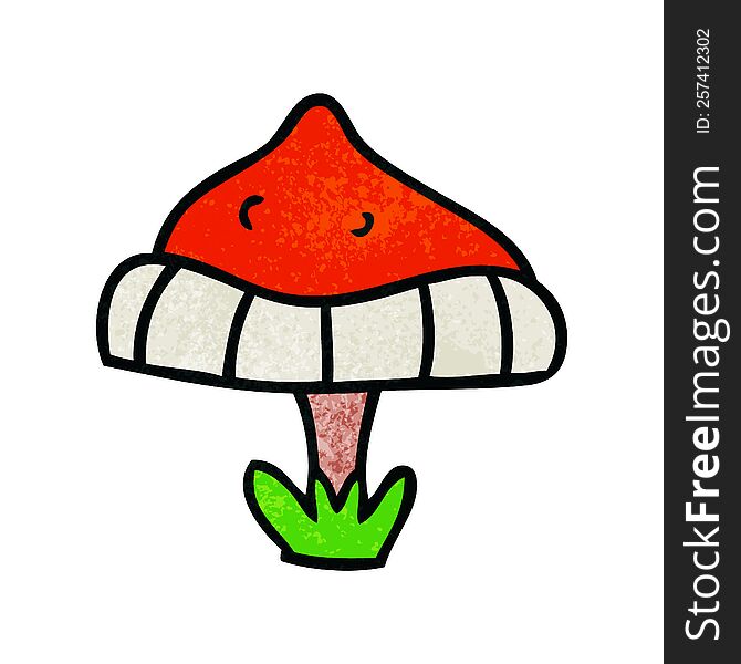 hand drawn textured cartoon doodle of a single toadstool