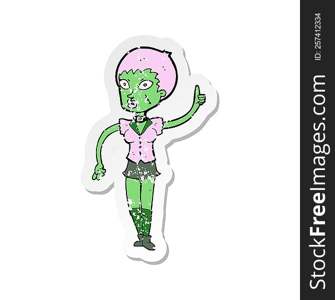 retro distressed sticker of a cartoon halloween girl