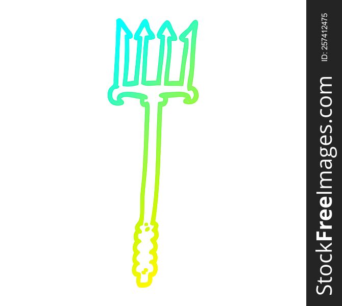 cold gradient line drawing of a cartoon trident