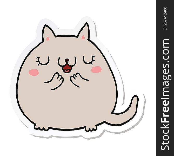 sticker of a cartoon cute cat