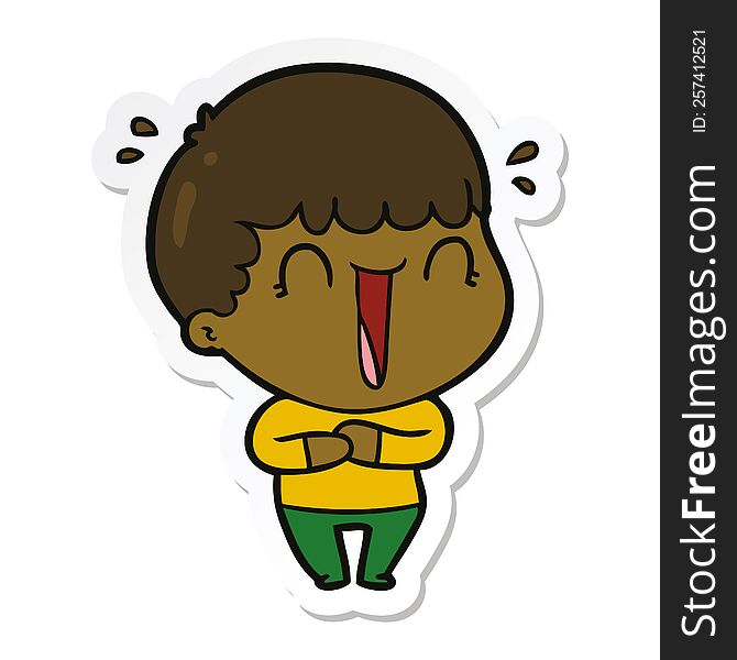 sticker of a laughing cartoon man