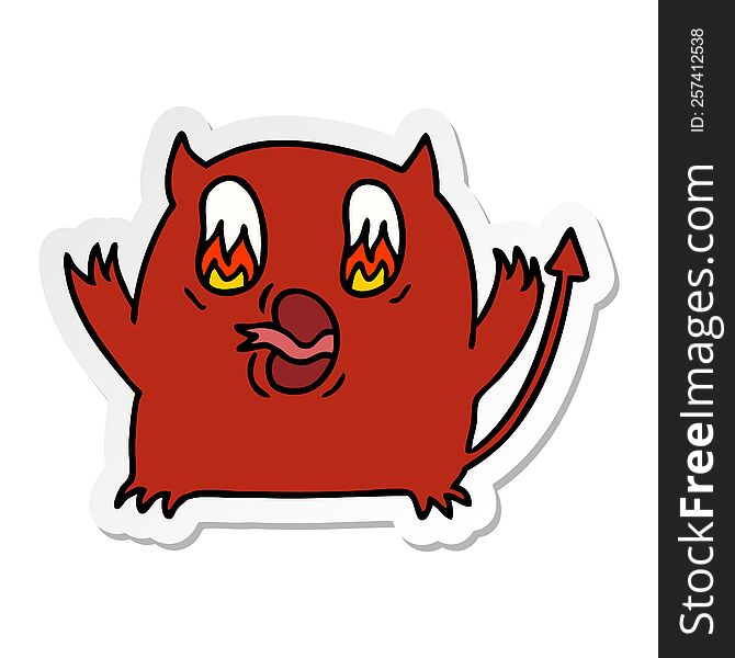 Sticker Cartoon Of Cute Kawaii Red Demon