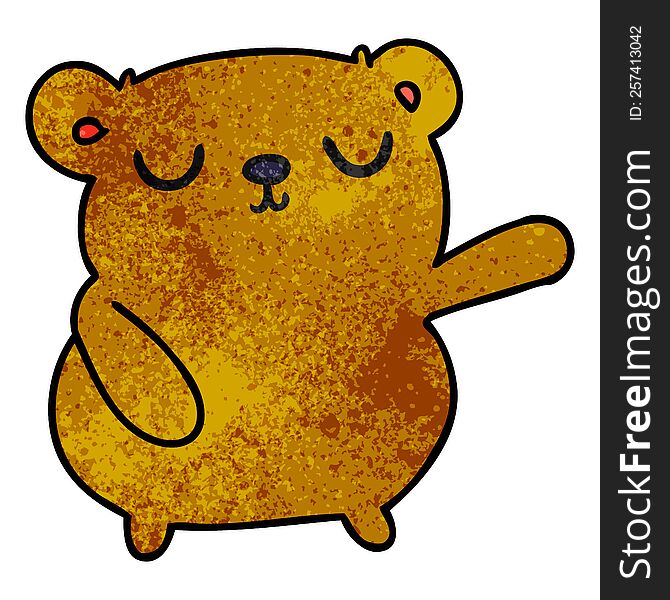 freehand drawn textured cartoon of a cute bear