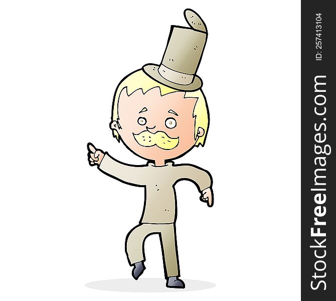 cartoon man in broken old hat