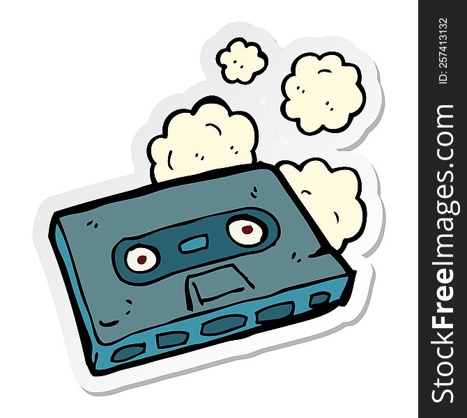 sticker of a cartoon cassette tape