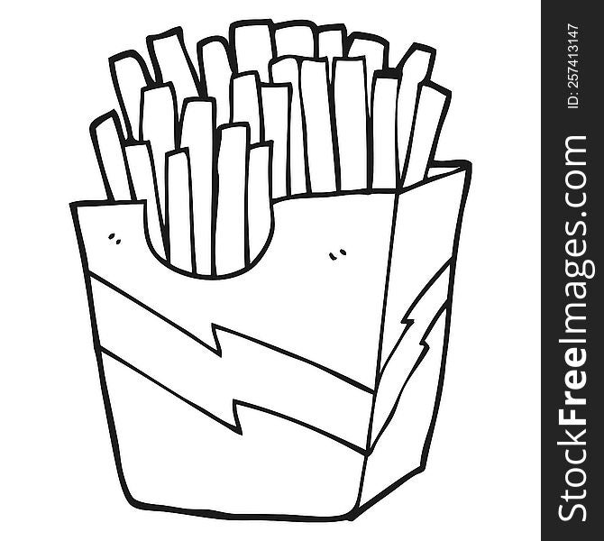 black and white cartoon french fries