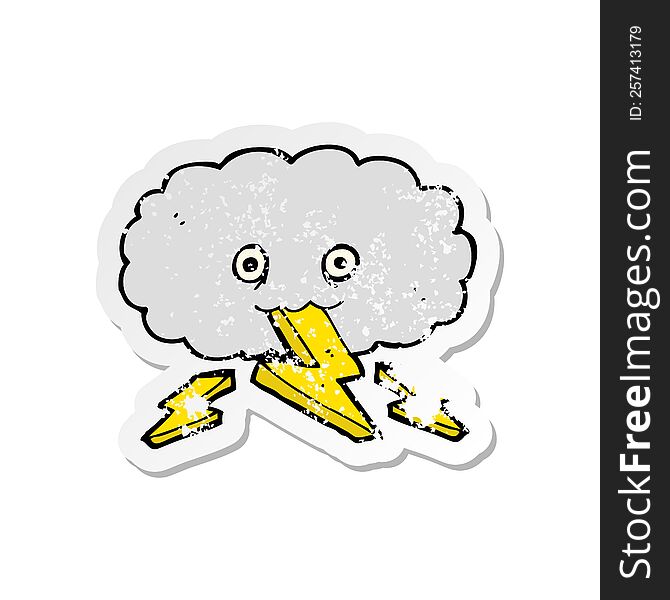 Retro Distressed Sticker Of A Cartoon Thundercloud