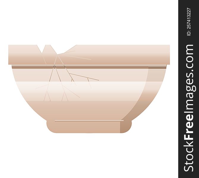 cracked bowl graphic vector illustration icon. cracked bowl graphic vector illustration icon