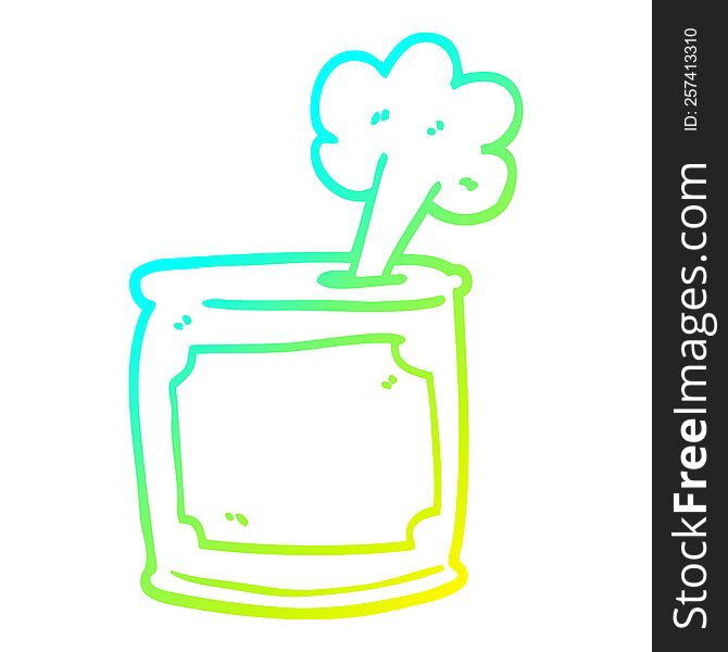 Cold Gradient Line Drawing Cartoon Can Of Food Being Opened
