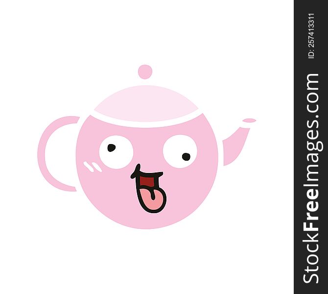 Flat Color Retro Cartoon Teapot