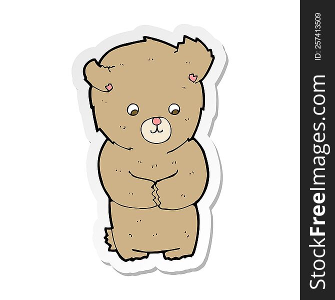 Sticker Of A Cute Cartoon Teddy Bear