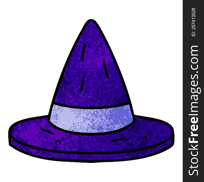 textured cartoon doodle of a witches hat