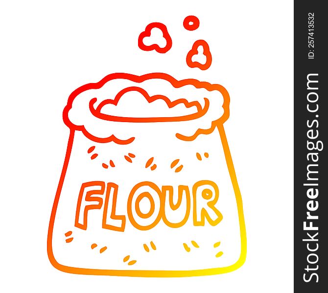 Warm Gradient Line Drawing Cartoon Bag Of Flour