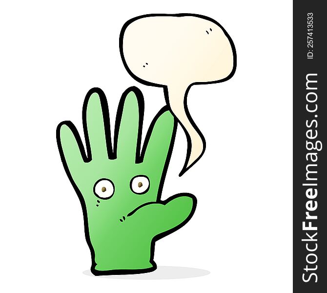 Cartoon Hand With Eyes With Speech Bubble
