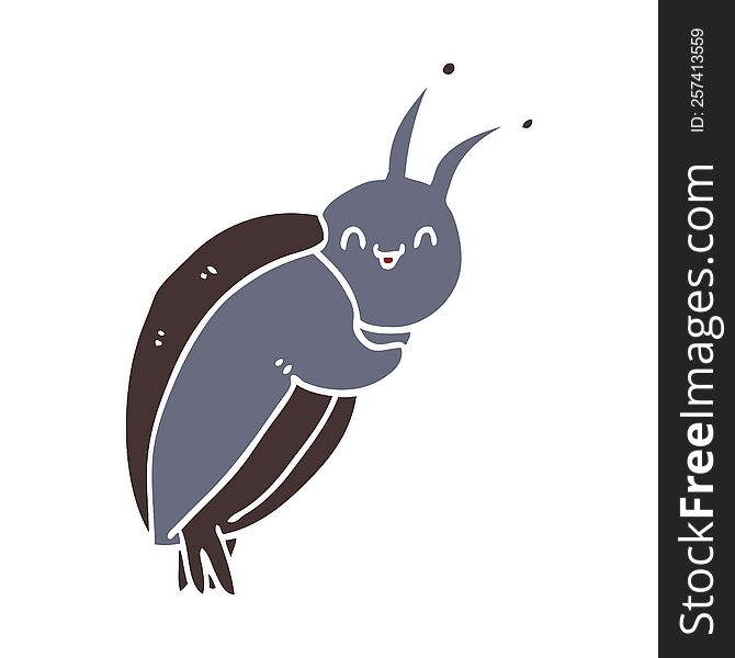 Cute Flat Color Style Cartoon Beetle