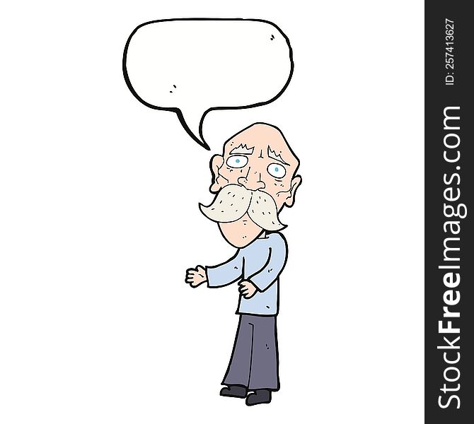 Cartoon Lonely Old Man With Speech Bubble