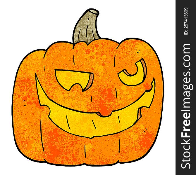 freehand textured cartoon halloween pumpkin