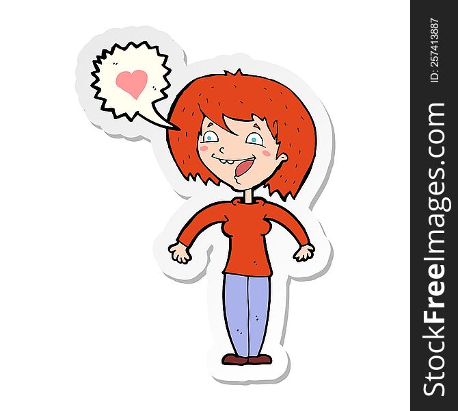 Sticker Of A Cartoon Woman In Love