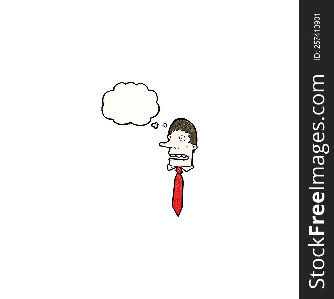 cartoon businessman\'s head with thought bubble