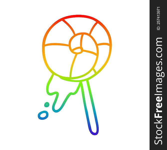 rainbow gradient line drawing of a traditional lollipop