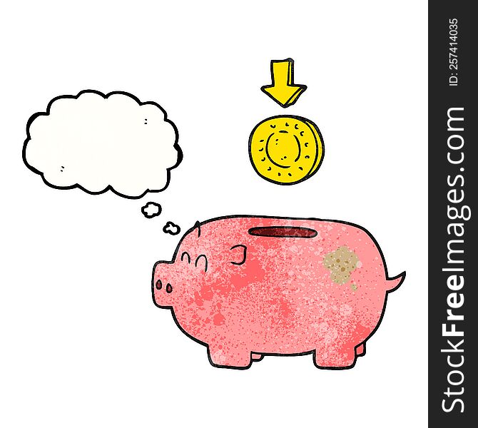 Thought Bubble Textured Cartoon Piggy Bank