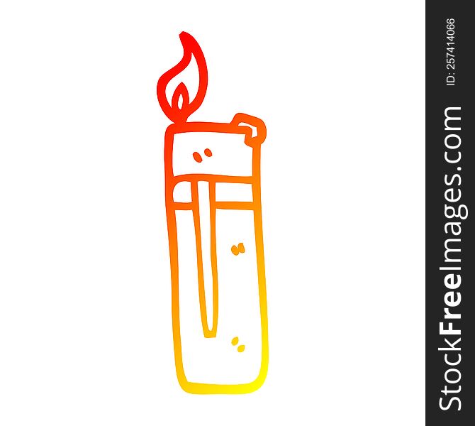 warm gradient line drawing of a cartoon disposable lighter