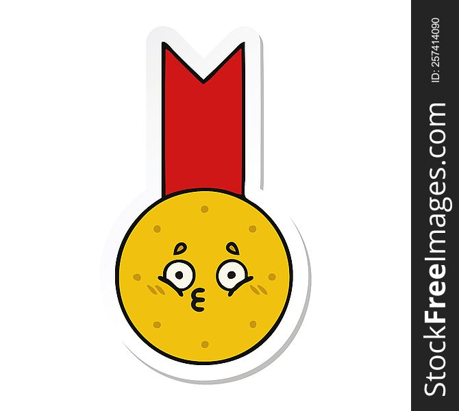 Sticker Of A Cute Cartoon Gold Medal