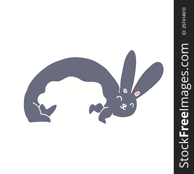 Funny Flat Color Style Cartoon Rabbit